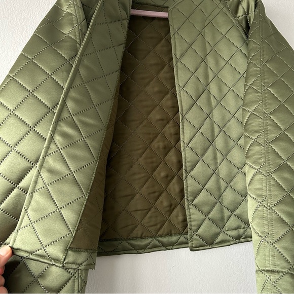 Horses Atelier Quilted Jacket in Green Satin - Picture 6 of 12